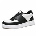 Black and white sneaker with a +6 cm heel increase indicator on a white background