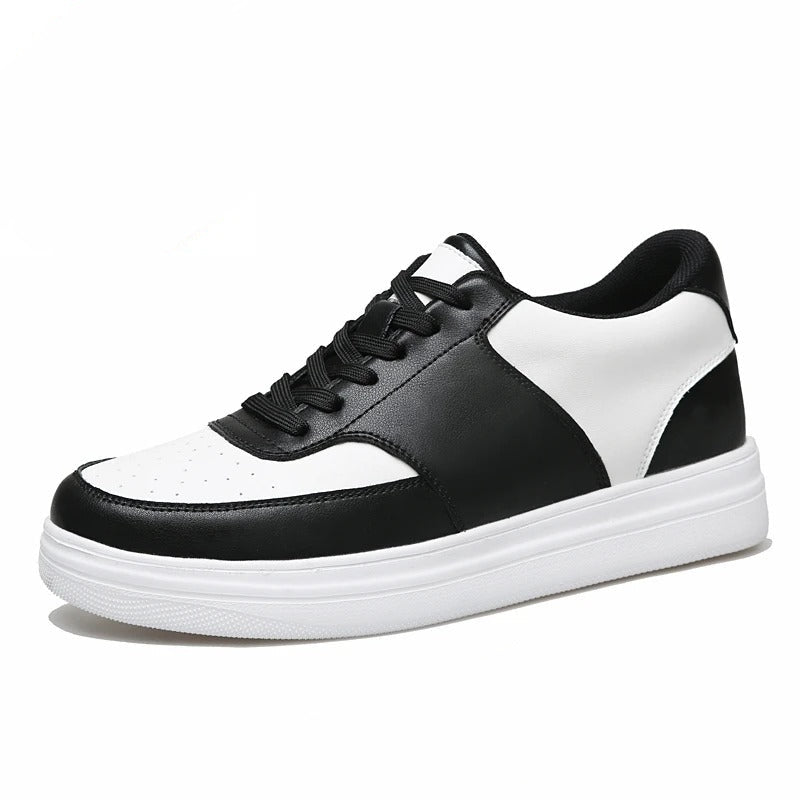 Black and white sneaker with a +6 cm heel increase indicator on a white background